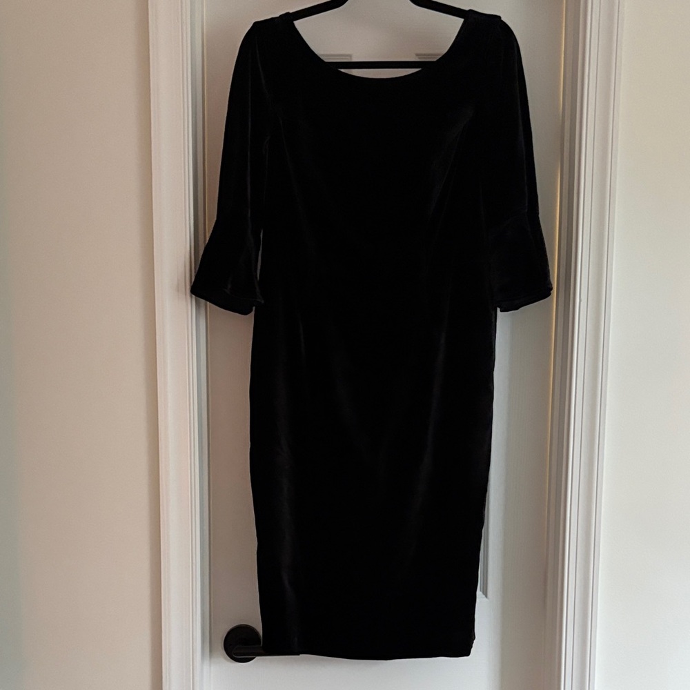Boden Black Velvet Midi Dress